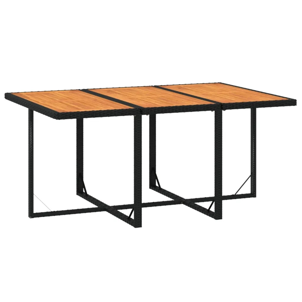 Set da Pranzo da Giardino 7 pz Nero con Cuscini in Polyrattan 3095545