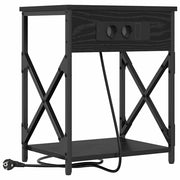 Comodino | Armadio da Notte | Mobiletto da notte Rovere Nero 41 x 31 x 51 cm Legno multistrato