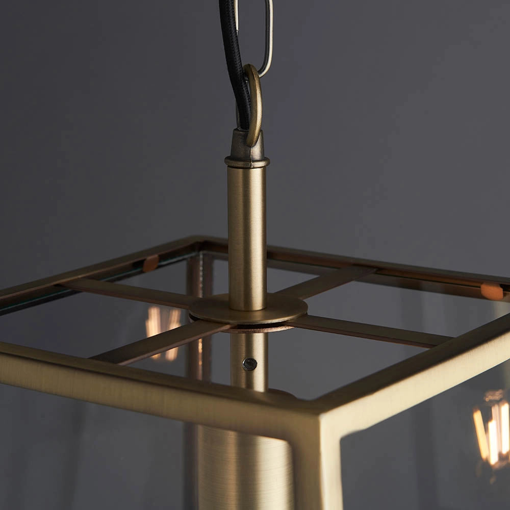 Lampada a sospensione Hurst lanterna ottone Endon E27