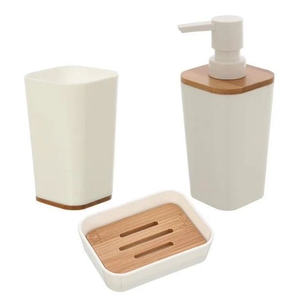 DISPENSER SAPONE BAMBOO IN PLASTICA BIANCA