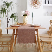 Tavolo di juta in stile rurale - 33x153cm, tavolo di juta unico strato liscio manuale con tessuto di cotone e lino imitato - bandiera per armadietto scarpe - tavolo di bandiera con pennelli - adatto per festività, matrimoni e decorazioni per scrivania
