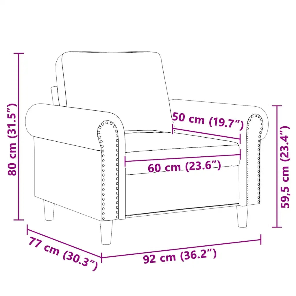 Poltrona Grigio Chiaro 60 cm Velluto 359509