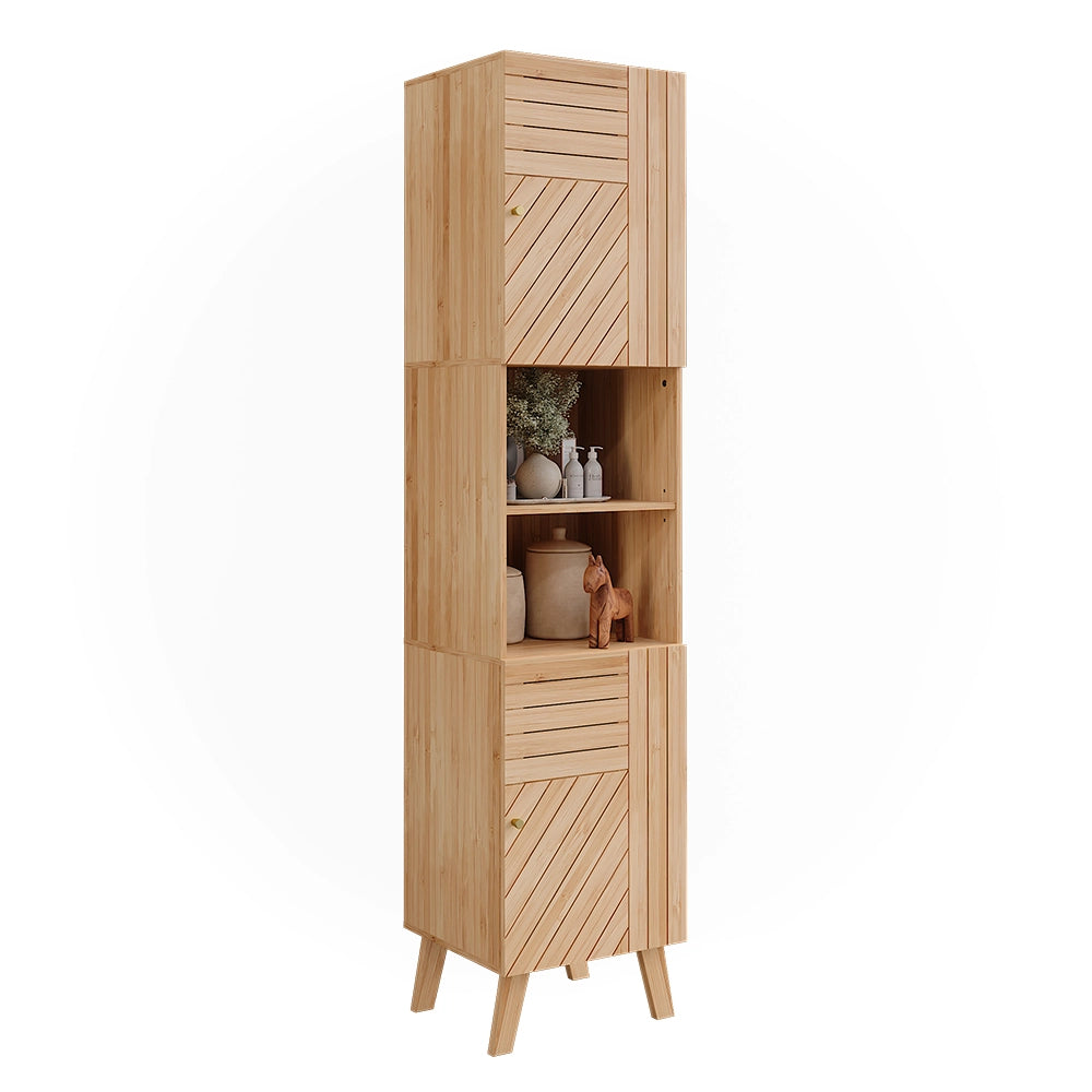 Vicco Mobile da bagno Bambù 40 x 177 cm con 2 porte