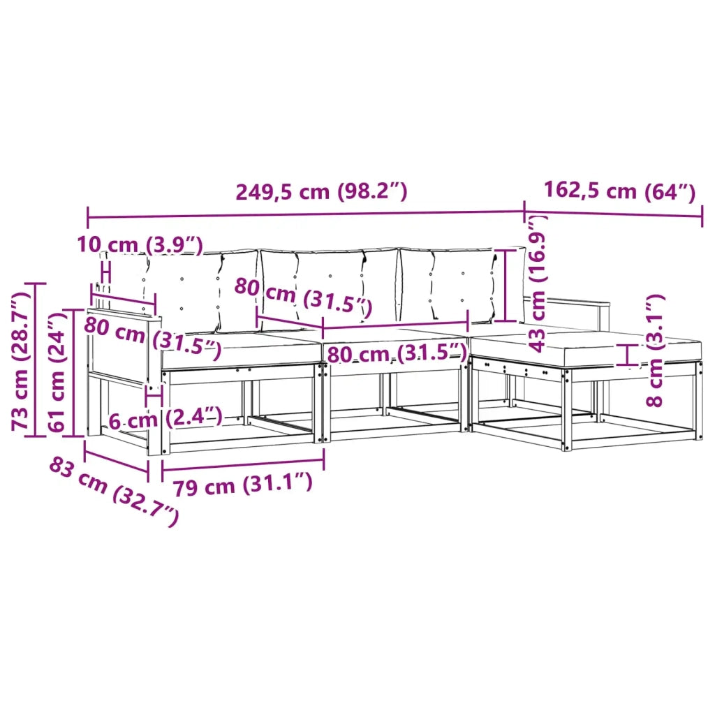 Set di divani da esterno 4 pz Naturale e Beige 3382471