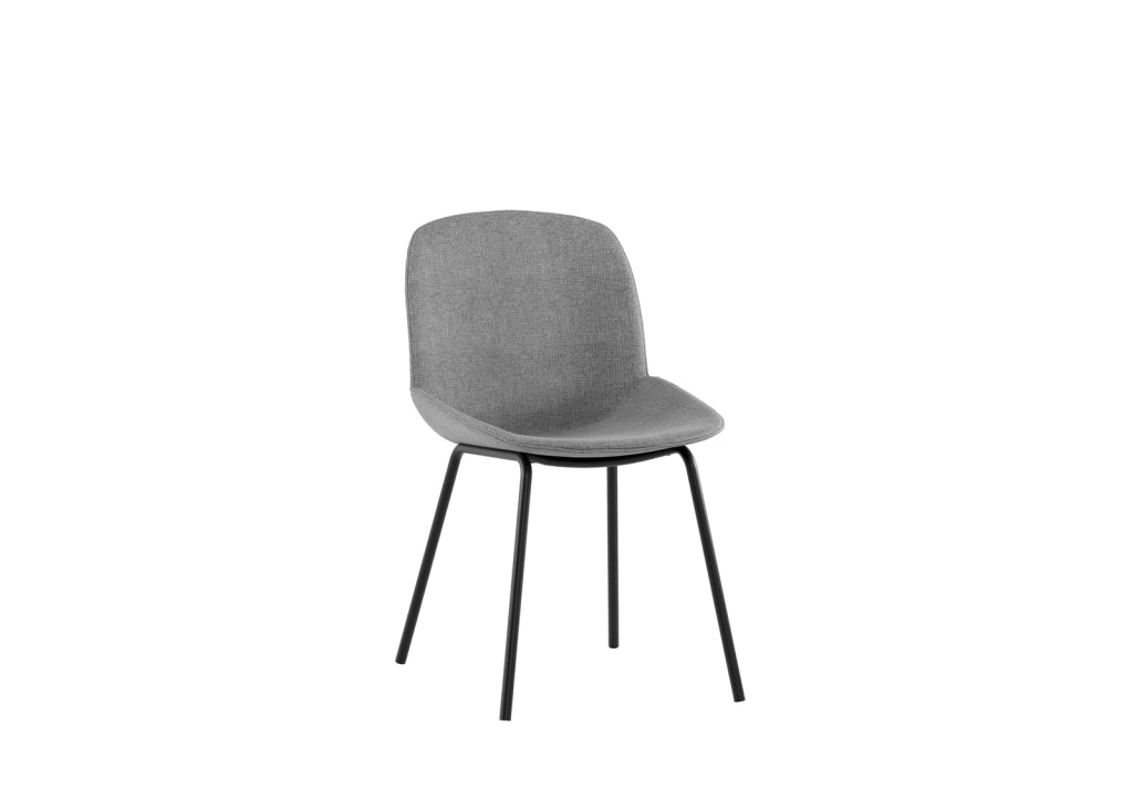 Sedia da pranzo Eva con seduta rivestita in tessuto grigio chiaro e struttura in polipropilene - Base in metallo nero - Dimensioni 46x57x80 cm