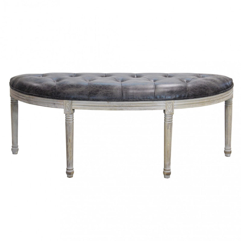 Set di 2 PANCA MARGI IN IN ECOPELLE VINTAGE GRIGIO