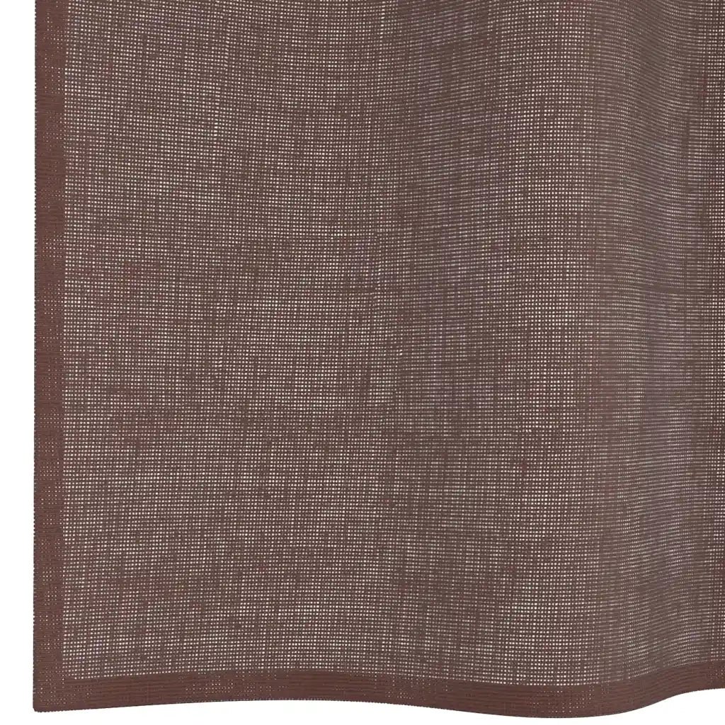 Tende in Voile con Occhielli 2 pz Marrone 140x245 cm