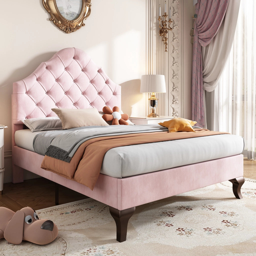 letto imbottito velluto rosa 90 x 200 cm