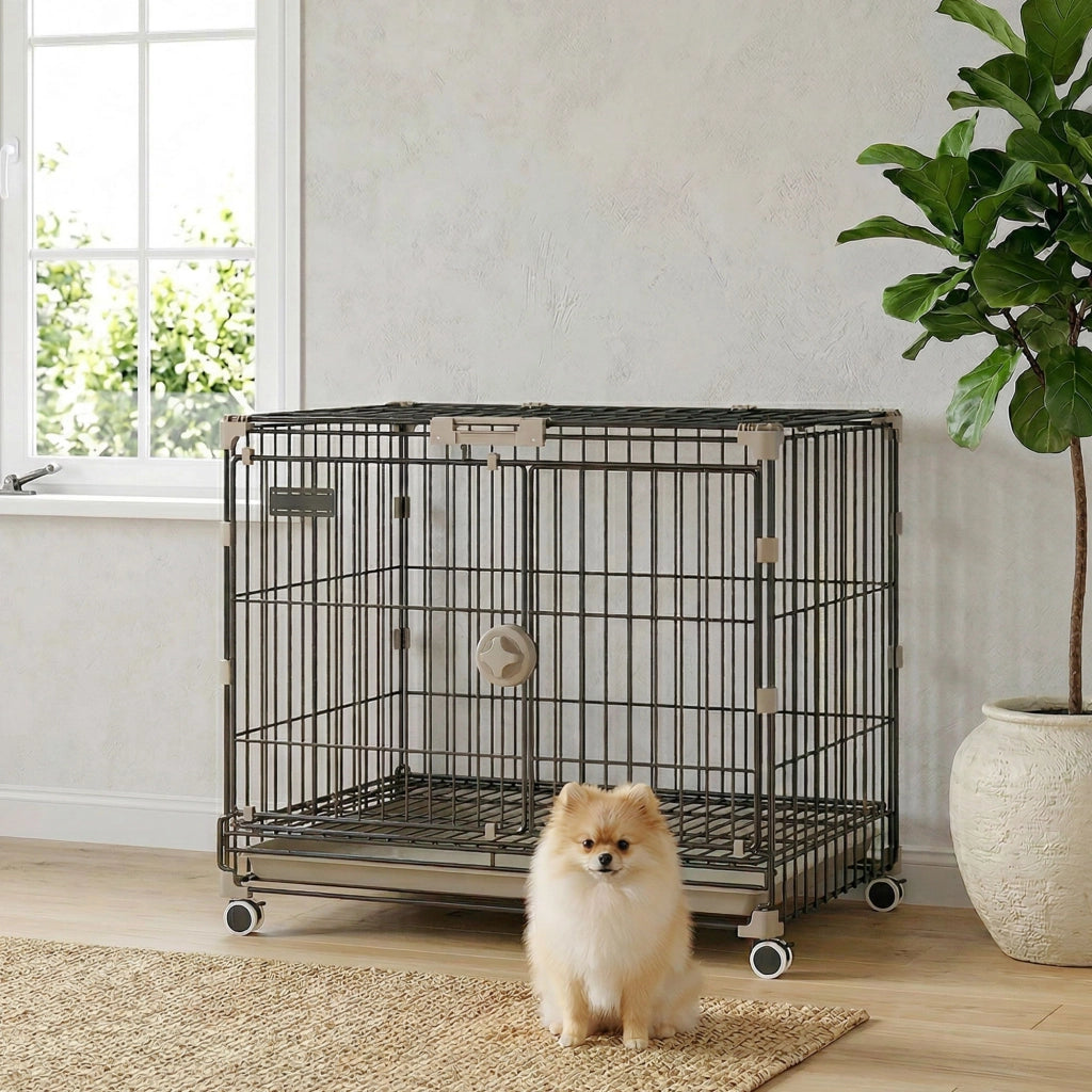 Gabbia per Cani con Ruote e Vassoio Rimovibile ¨C Xylo ¨C 60,5x45,5x54,5cm Nero
