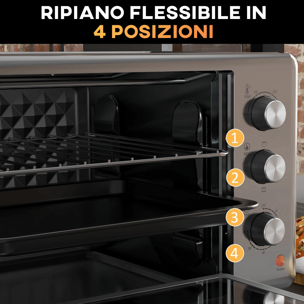 Forno Elettrico 30L ¨C zephmum ¨C Argento 1600W Timer 3 Funzioni