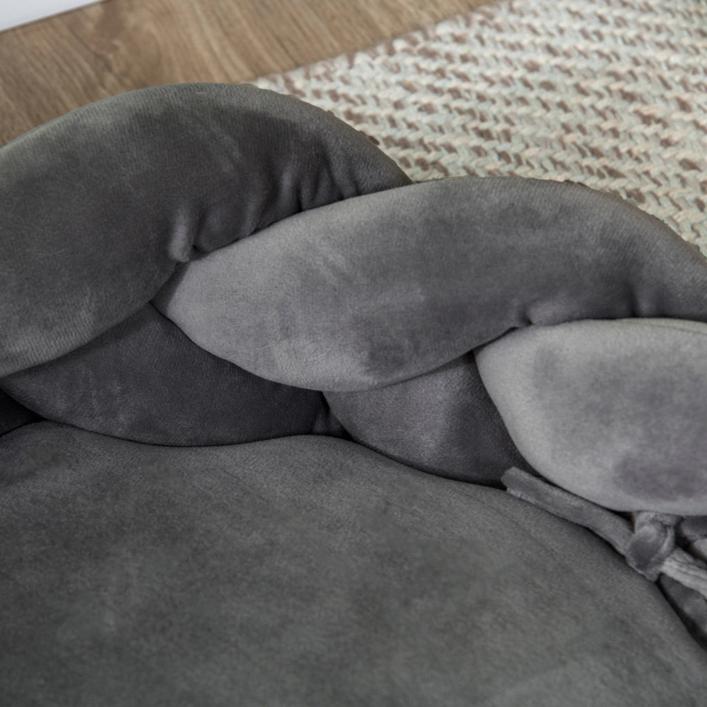 Letto per Cane Piccolo Lavabile con Cuscino e Corda in Cotone ¨C zephmum ¨C Grigio 55x55x14 cm