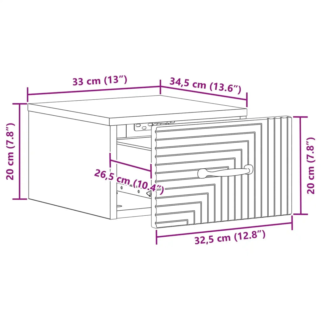Mobiletto da notte a muro Bianco Lucido 34,5 x 33 x 20 cm 898603