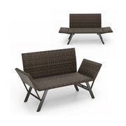Divano trasformabile per patio e giardino 59 x 178/163 x 89 cm 300 kg design rattan grigio PE 20_0011056