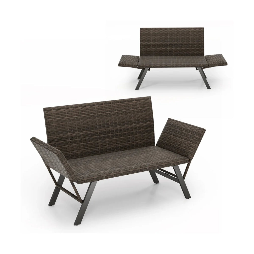 Divano trasformabile per patio e giardino 59 x 178/163 x 89 cm 300 kg design rattan grigio PE 20_0011056