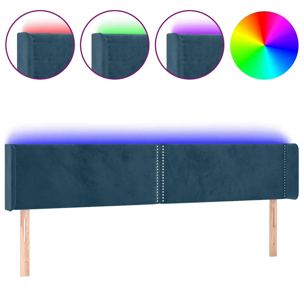 Testiera a LED Blu Scuro 163x16x78/88 cm in Velluto 3123154