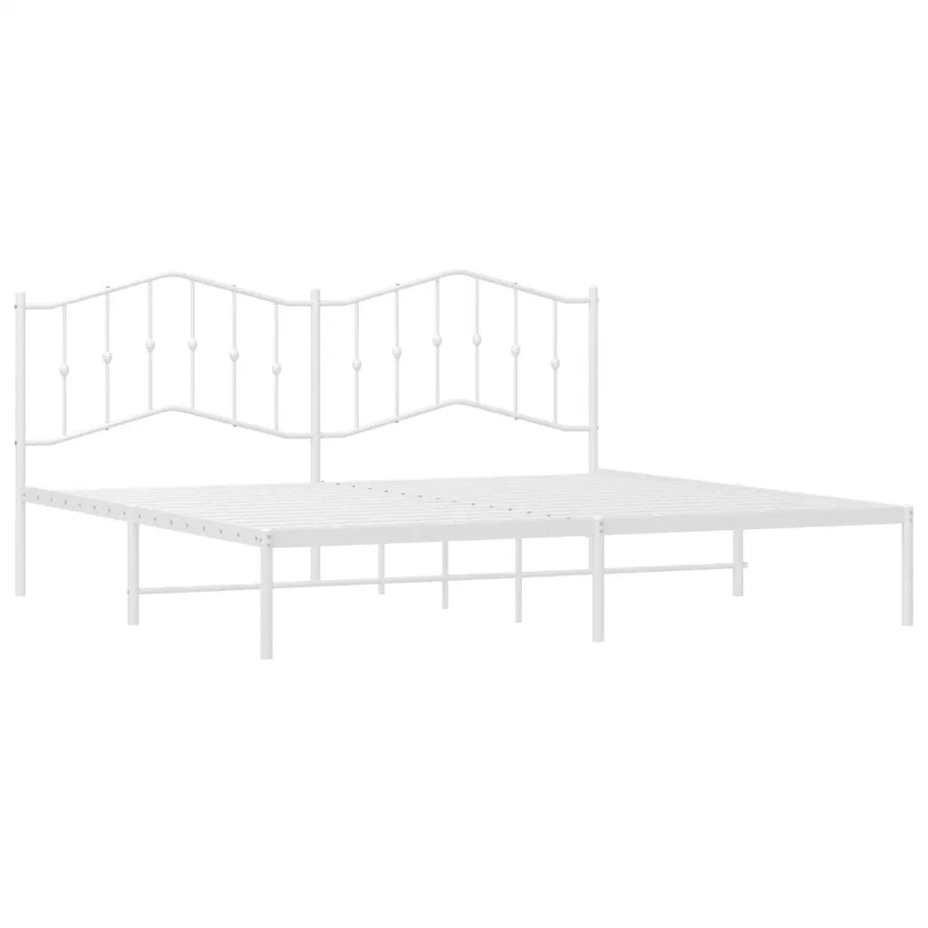 Letto matrimoniale | Letto per adulti | Giroletto con Testiera Metallo Bianco 193x203 cm