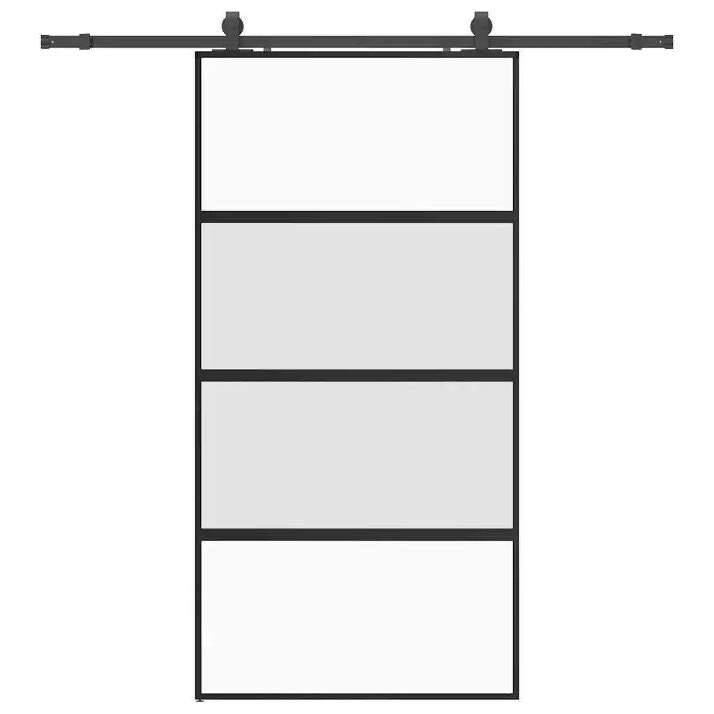 Porta Scorrevole Ferramenta Nera 102,5x205 cm Vetro Temperato 3375891
