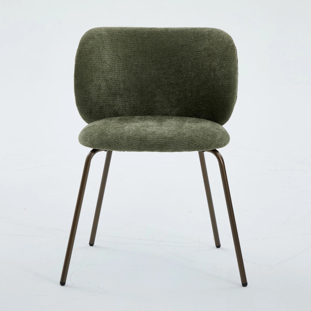 Sedie da pranzo contemporanee in ciniglia, comodo schienale curvo con morbida imbottitura, gambe in metallo color bronzo ¨C Arreda la tua cucina con co