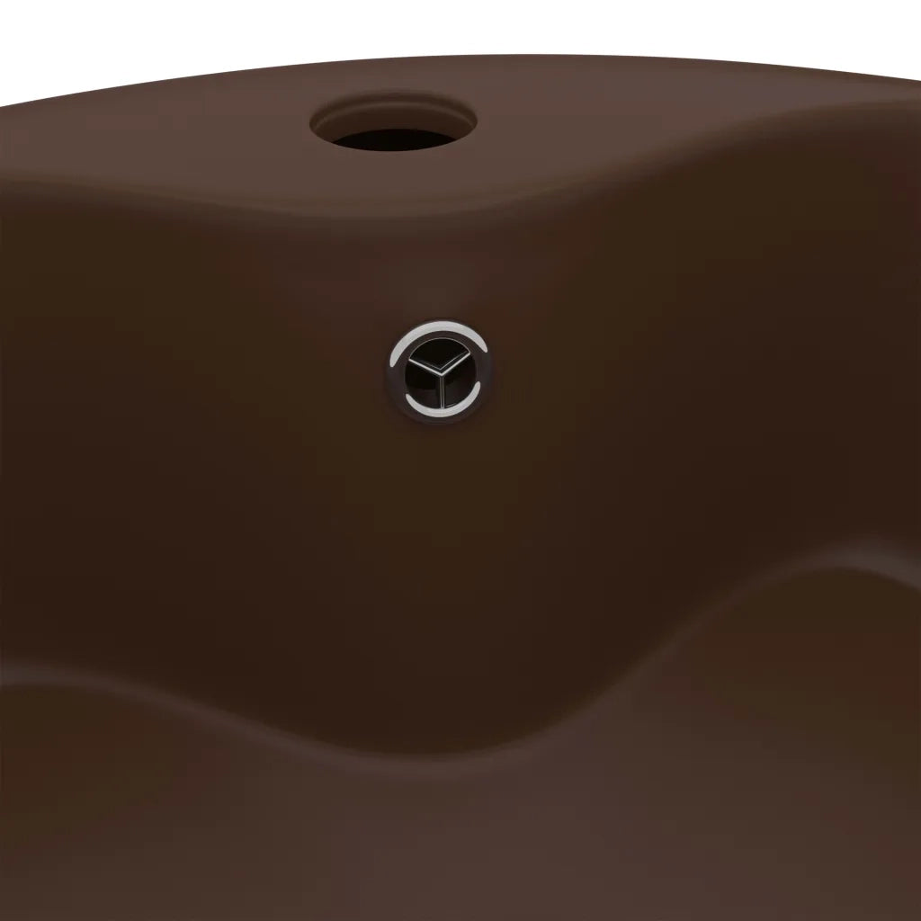 Lavandino con Troppopieno Marrone Scuro Opaco 36x13 cm Ceramica CFW1923657