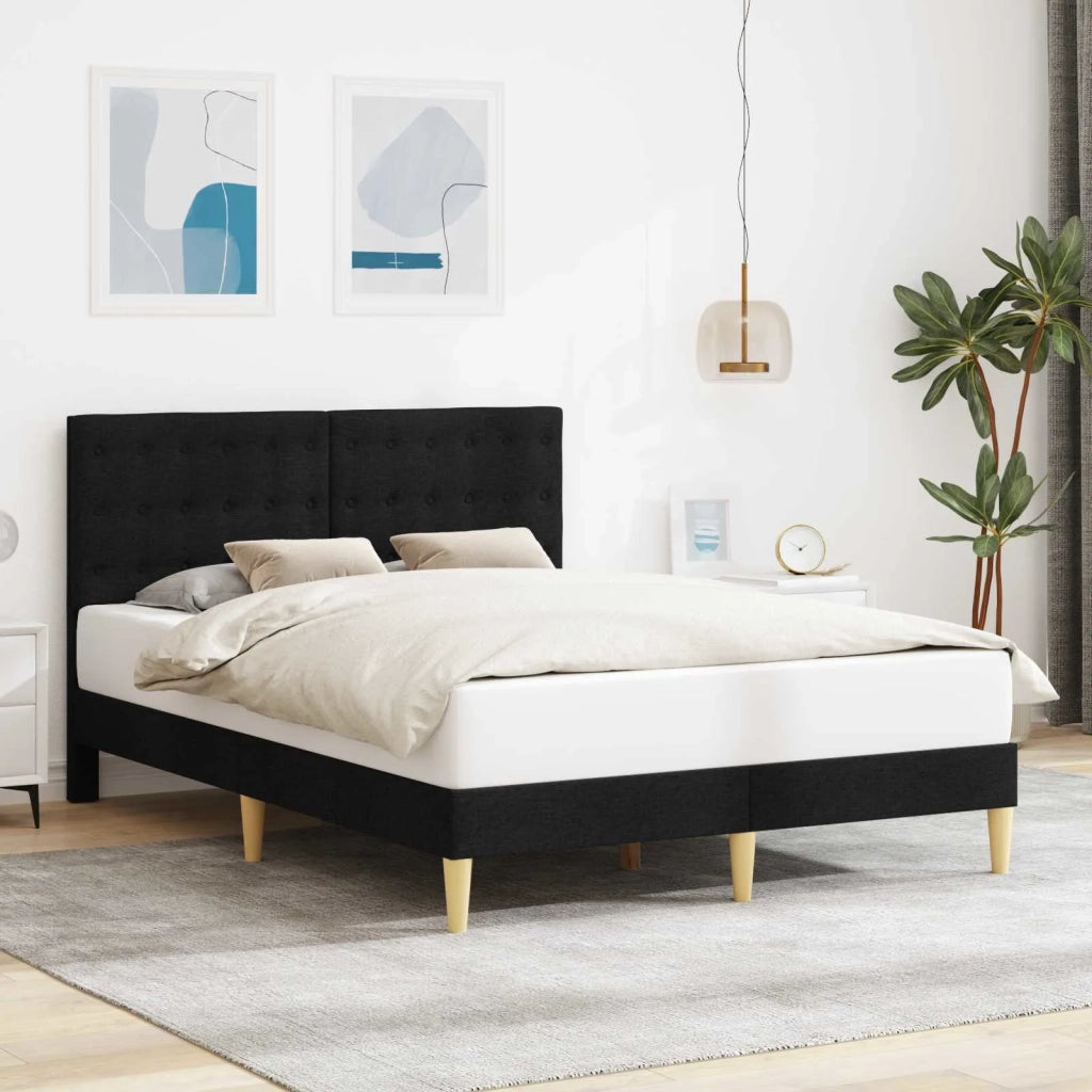 Letto matrimoniale | Letto per adulti | Struttura del letto con testiera Nero 140 x 190 cm Tessuto