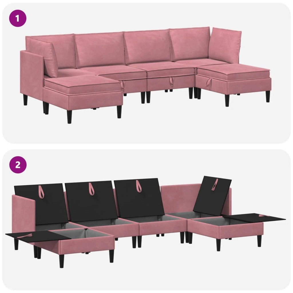 Set di mobili per il soggiorno con cuscino 6 pcs Rosa Velluto 3413747