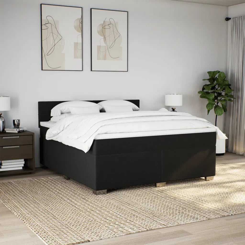 Giroletto a Molle con Materasso Nero 180x200 cm in Tessuto