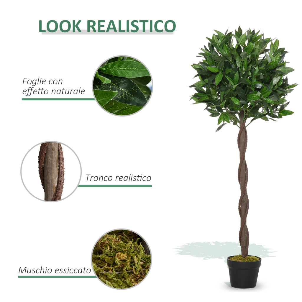 EasyComfort Set di 2 Alberi di Alloro in Vaso, Piante Finte in Plastica Altezza 120cm per Interni
