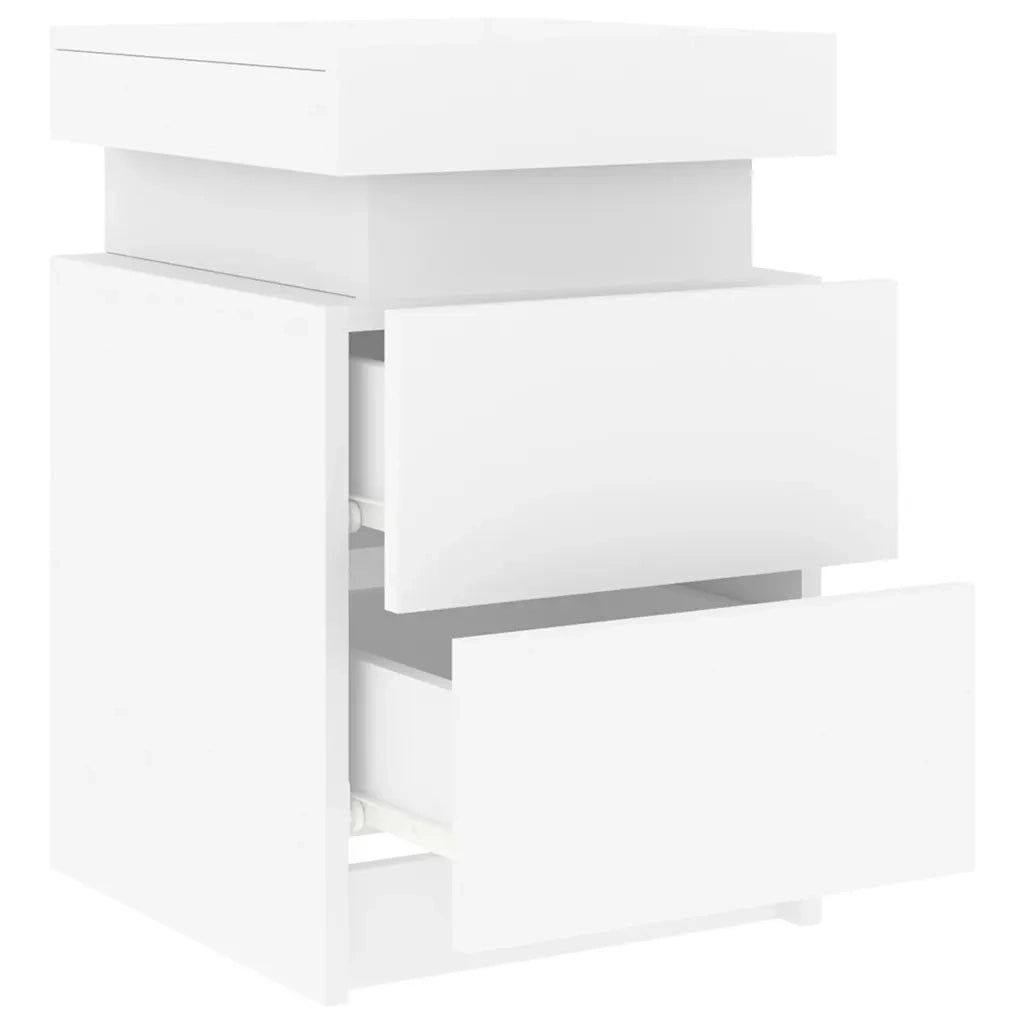 Comodini con Luci LED 2pz Bianchi 35x39x55 cm 836750