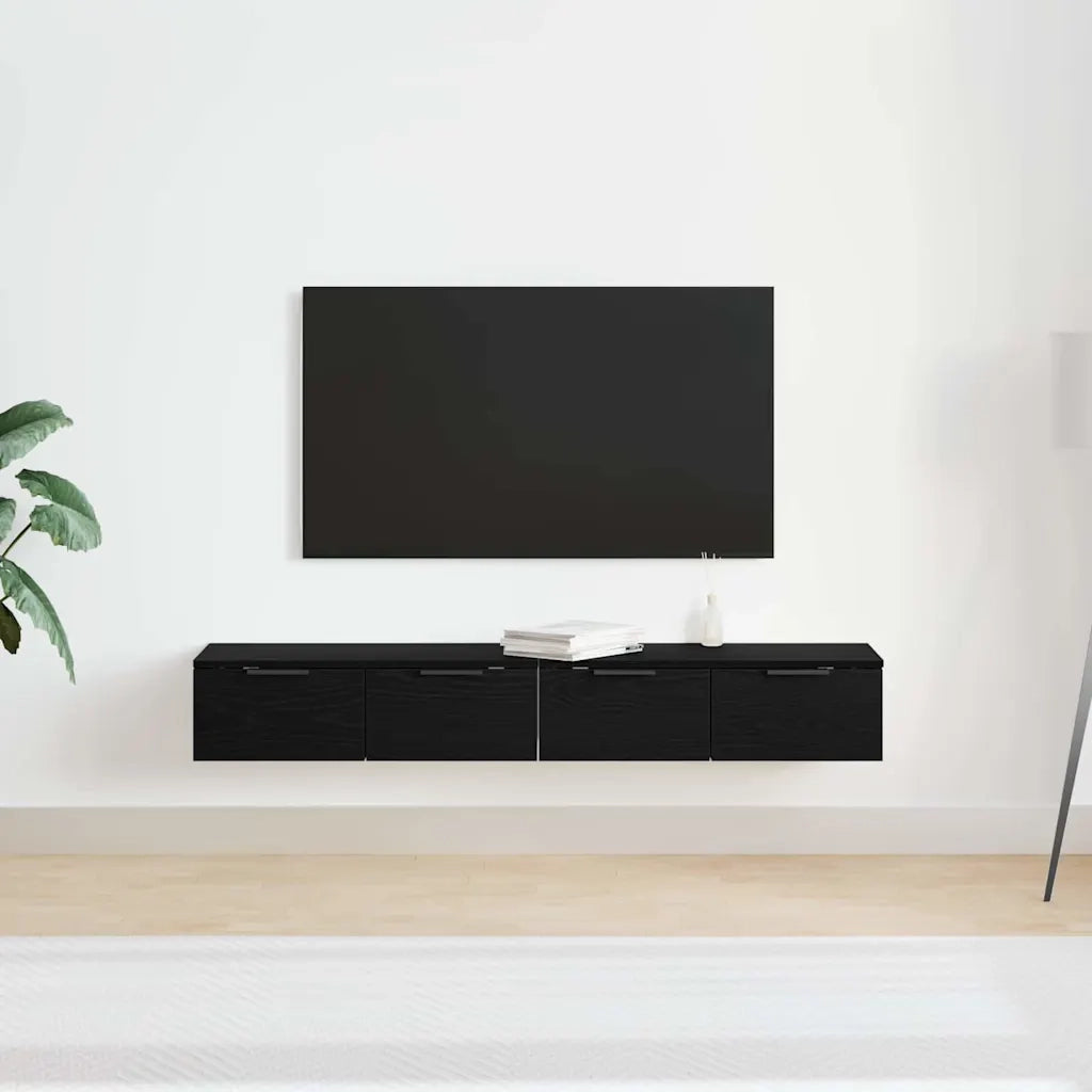 Mobile a muro con cassetto 2 pcs Rovere Nero 68 x 30 x 20 cm 3333074