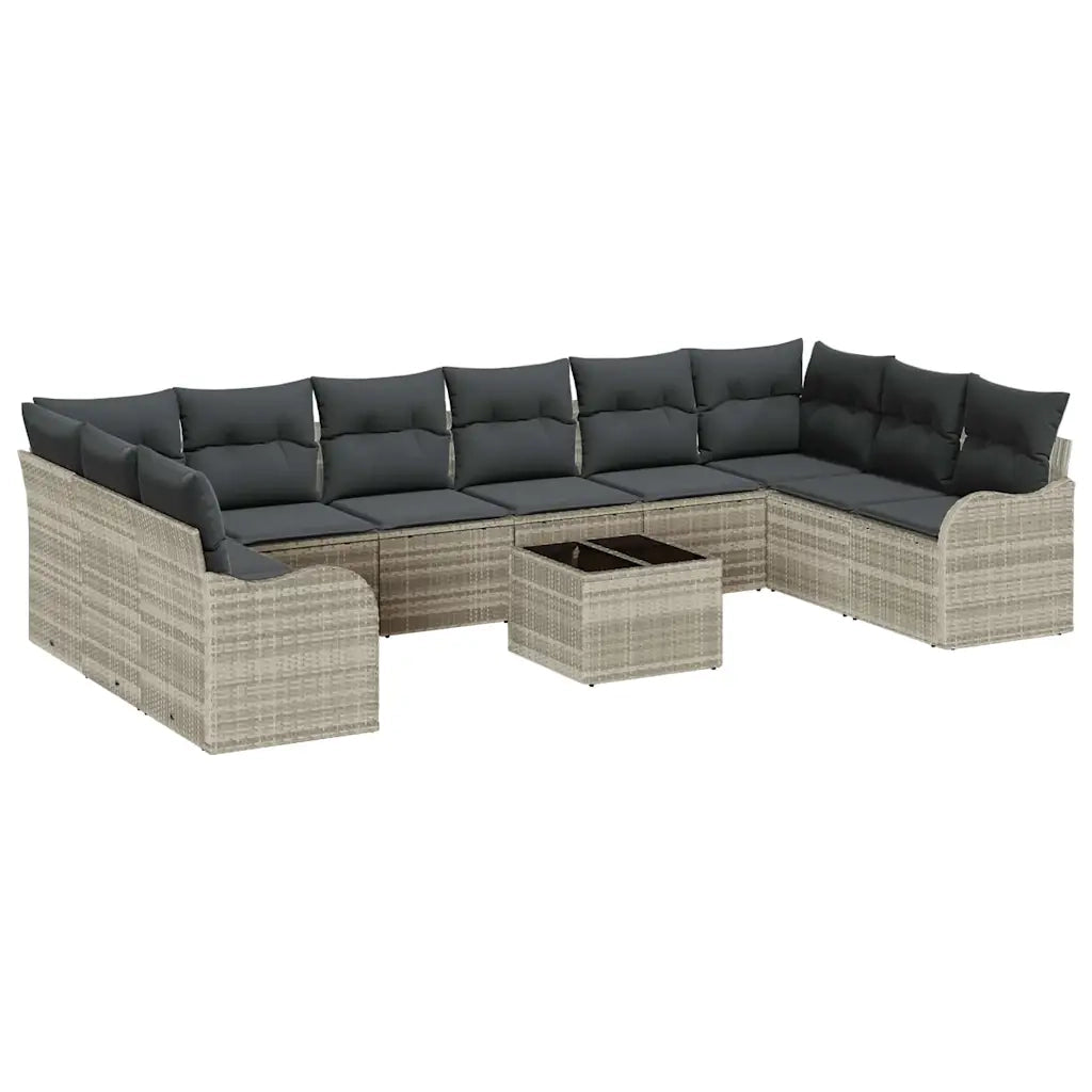 Set Divano da Giardino Grigio chiaro polyrattan