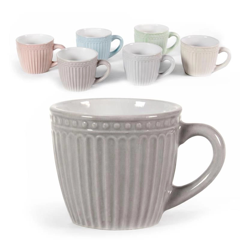 SET 12 TAZZINE PASTEL DA CAFFÈ CON MANICO 90 ML 6 X 5,5H CM