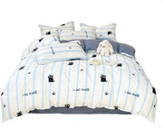 Set di lenzuola microfibra chiusura a righello lavabile - strisce bianche e blu - per gatti - copriletto 150x200 cm - lenzuolo 200x230 cm - cuscino 48 cm