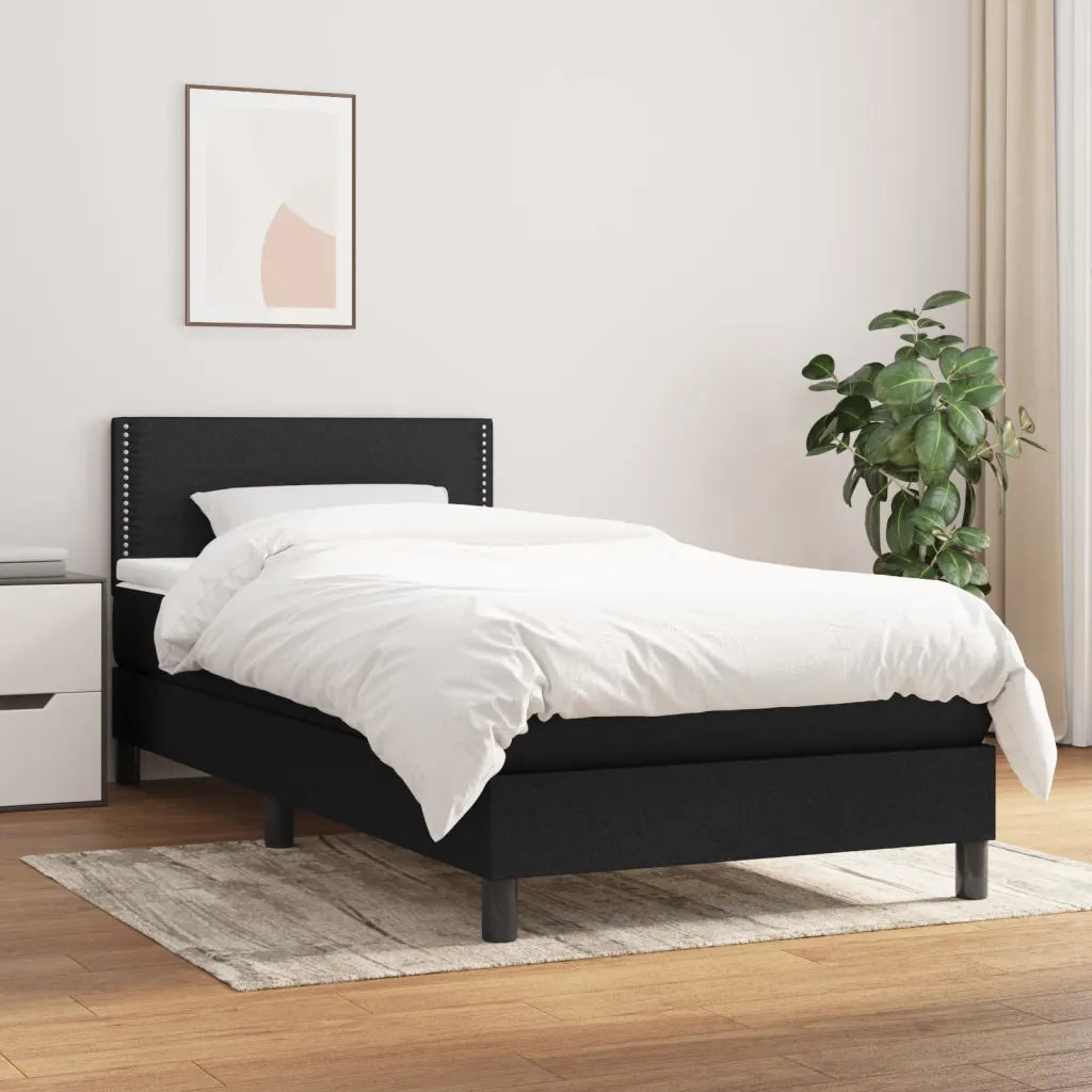 Giroletto a Molle con Materasso-Struttura Letto Nero 90x190 cm in Tessuto 388709