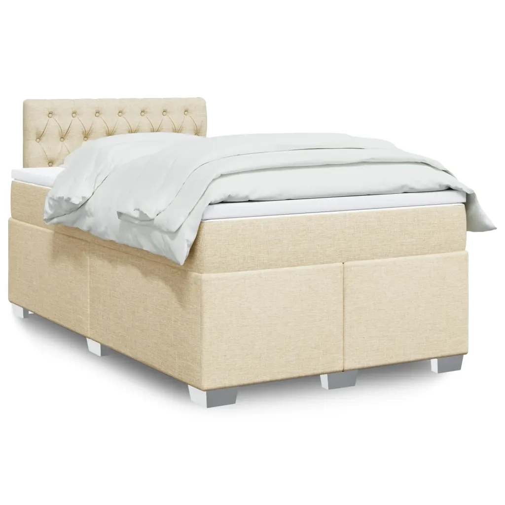 Giroletto a Molle con Materasso Crema 120x200 cm in Tessuto 3288167