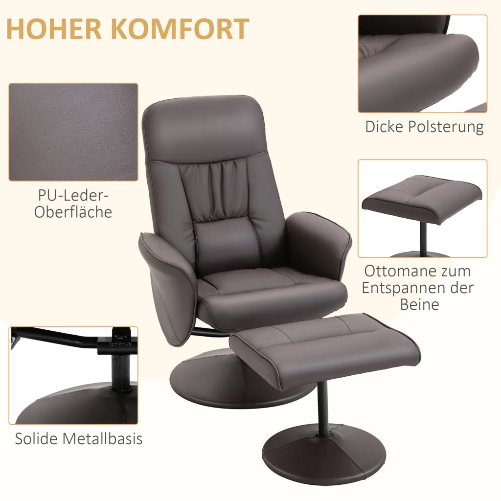 Set 2 Poltrone Relax con Poggiapiedi ¨C Xylo ¨C Schienale Reclinabile Regolabile Marrone