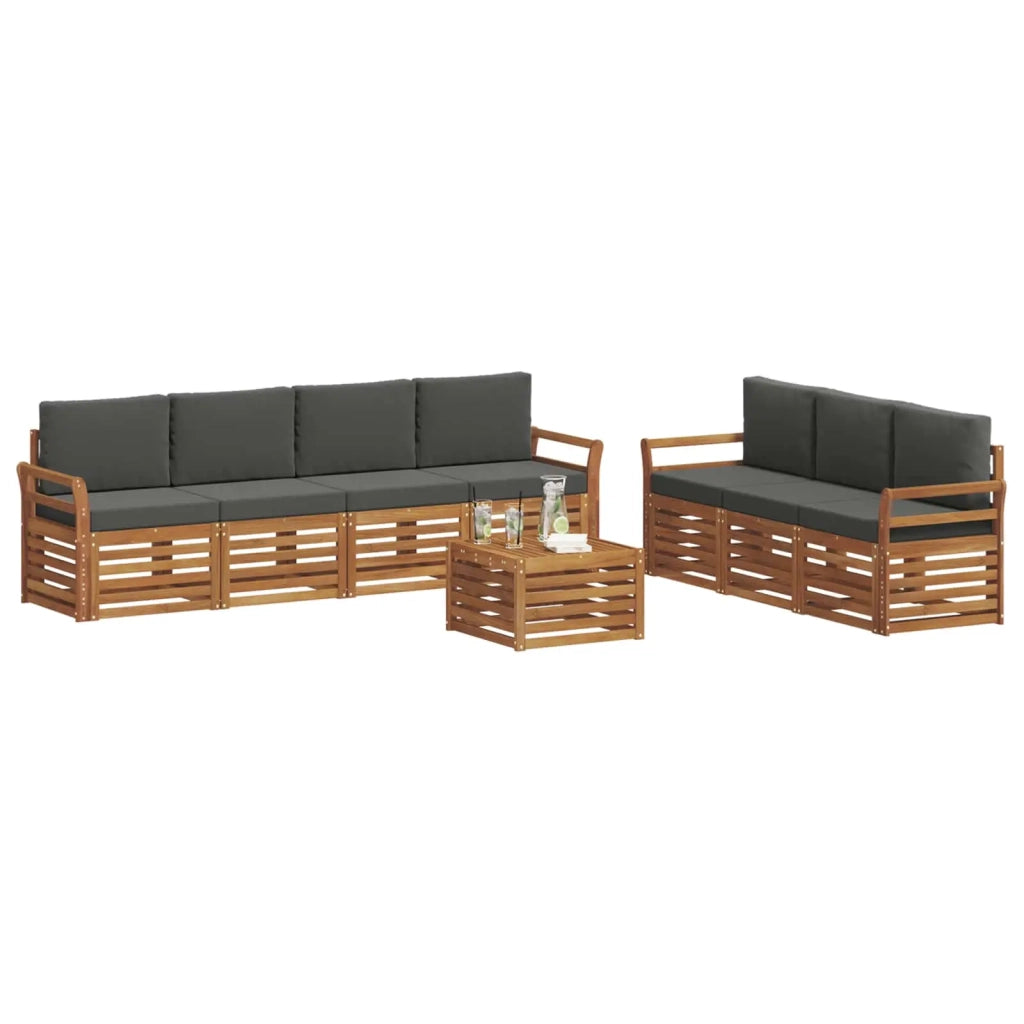 Set divani 8 pcs Naturale e Antracite Legno di Acacia Massello 3374492