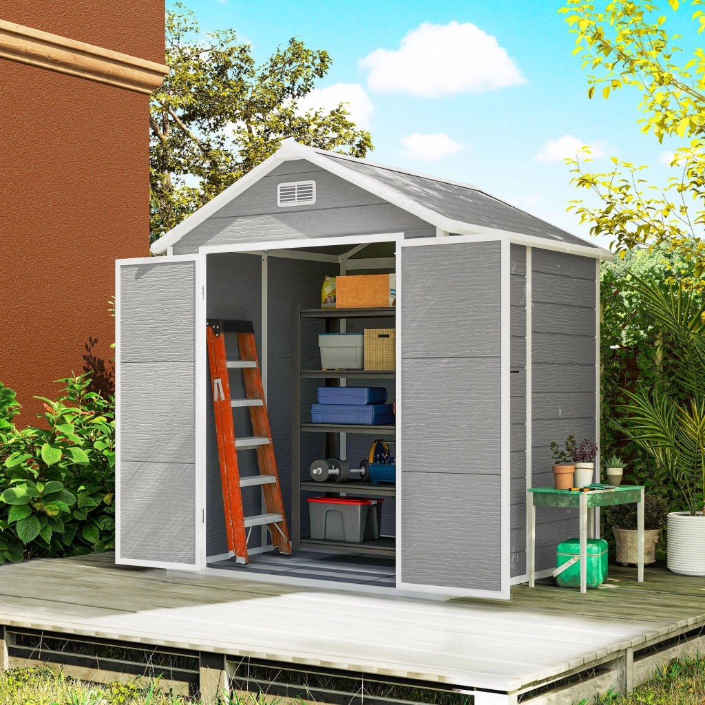 Casetta da giardino in resina ¨C Xylo ¨C 2,7 m2 grigio con pavimento 240x190x228 cm