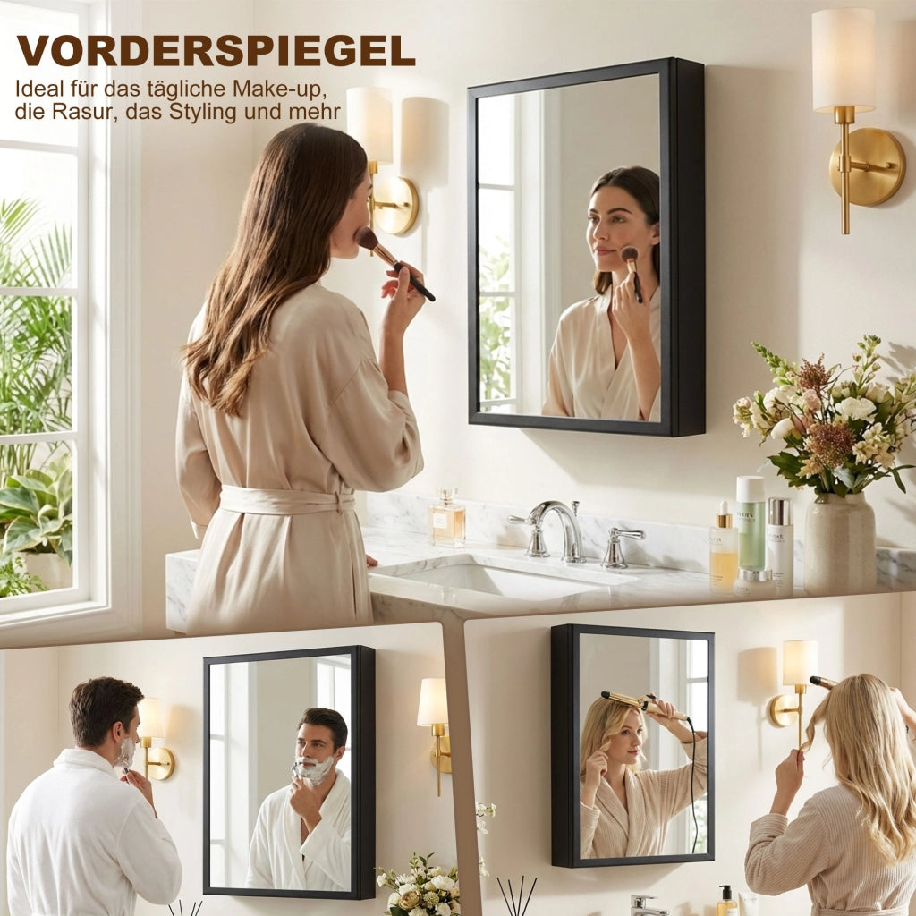 Armadietto Bagno con Specchio ¨C Minimal ¨C Nero 40x12x60cm
