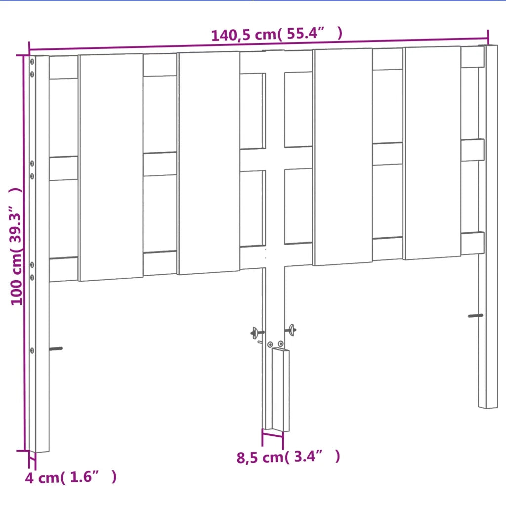 Testiera-Testata-Testiera Decorativa Marrone Cera 135 cm in Legno Massello di Pino 530013