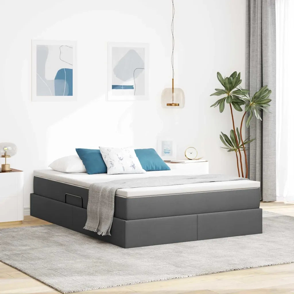 Letto con contenitore e materasso Grigio scuro 140 x 190 cm 3370225