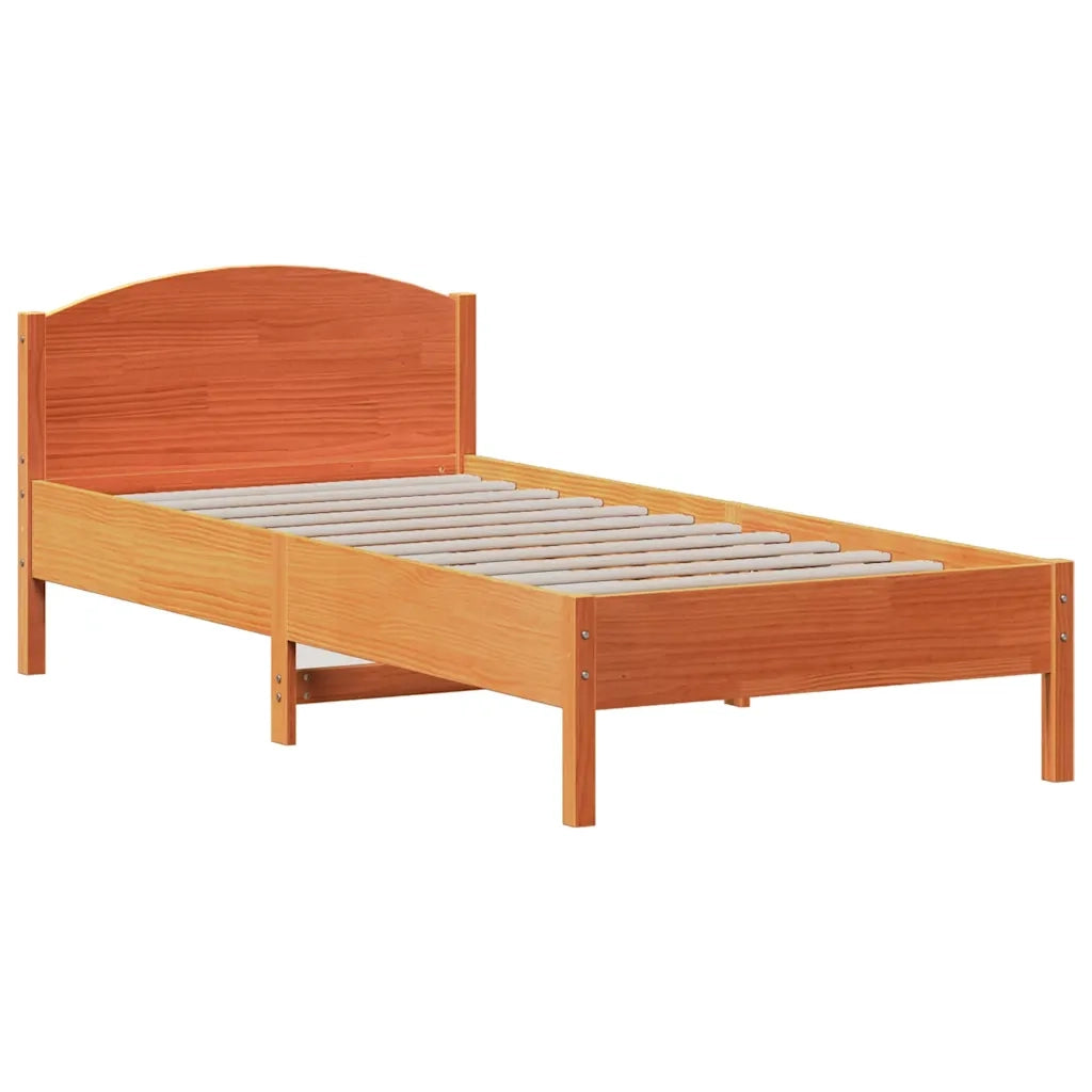 Letto senza Materasso-Struttura Letto Marrone Cera 75x190 cm in Legno di Pino 576394