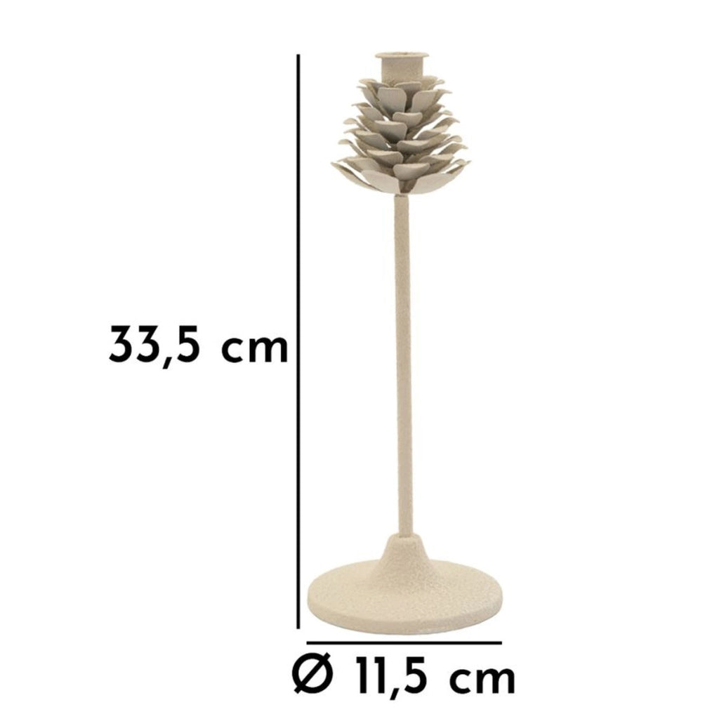 Portacandela VKH741, Beige, Metallo, 11,5x11,5x33,5 cm