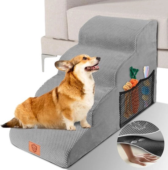 Scalete per Animali da 50 cm con 4 Gradini - Piastra Removibile con Gomma Antiscivolo per Cani e Gatti Piccoli - Lavabili