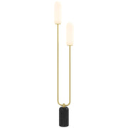 Lampada da Terra Soggiorno ¨C Xylo ¨C Base Marmo 2 Paralumi Vetro Bianco