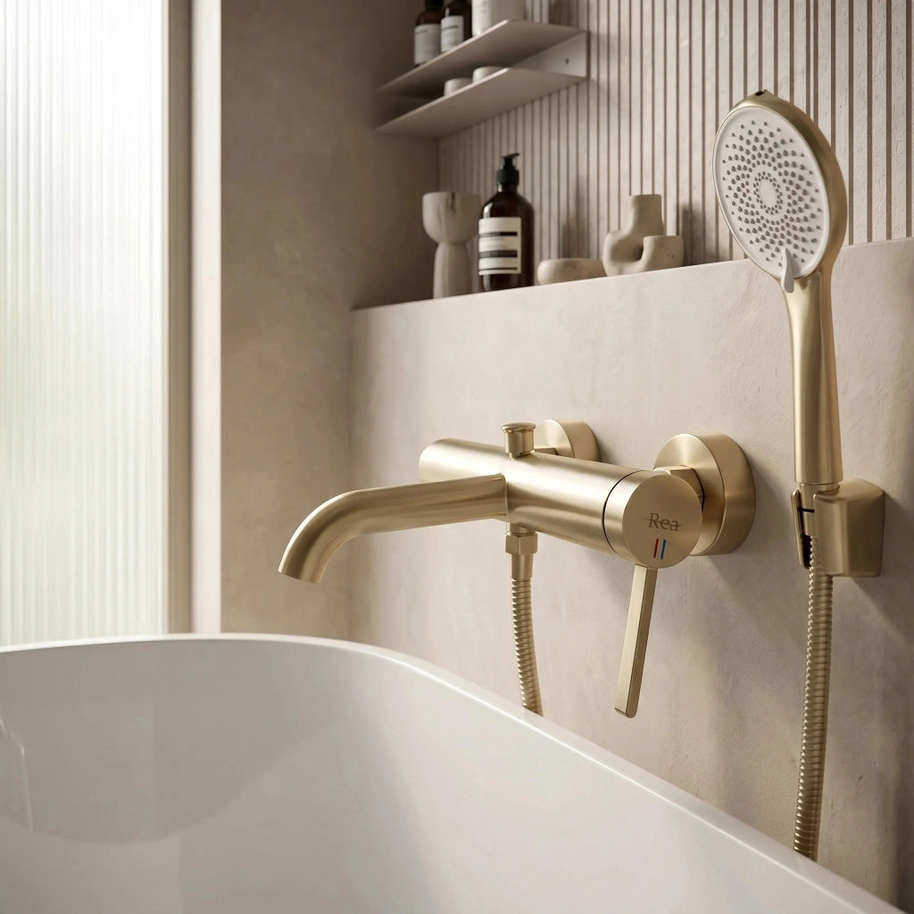 Rubinetto Da Vasca Rea Rivo Brush Gold