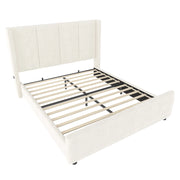 Letto Matrimoniale 140 x 200 cm; USB e Type-C; Testiera Alta e Pediera Alta; in Velluto Beige