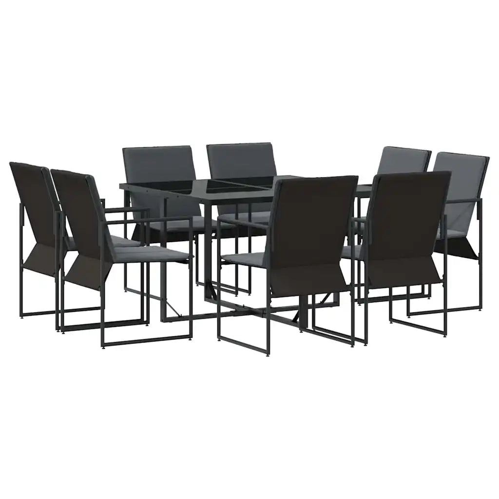 Set da Pranzo per Giardino 9 pcs Nero Acciaio 3335868