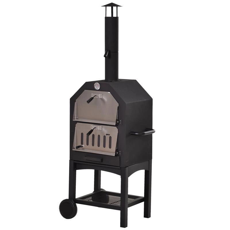 FORNO PER PIZZA BARBECUE A CARBONELLA IN ACCIAIO INOX 50 X 36 X 160 CM