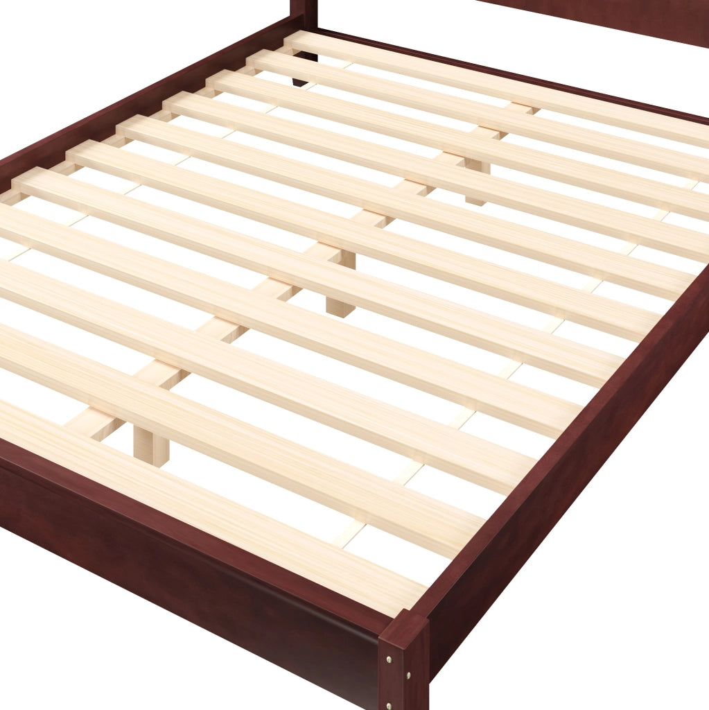 Letto a piattaforma 160x200 cm con testiera e rete a doghe; marrone