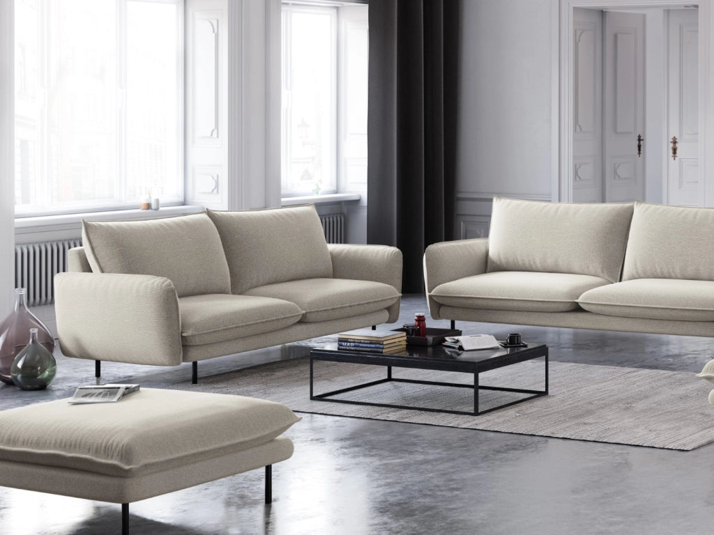 Cosmopolitan Design - Divano "Vienna" 2 posti in tessuto strutturato beige chiaro 
